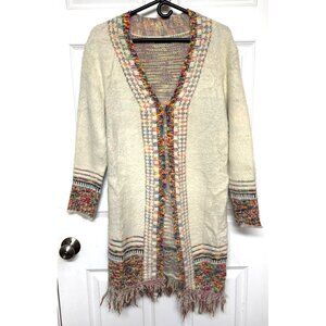 Janice Acrylic Open Long Cardigan Sweater Pit To Pit 21” Length 34” One Size